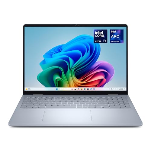 DELL 16 Plus 2 en 1 Portátil Convertible DB06250 16' 2K Táctil, Intel Core Ultra 7 Series 2, Intel ARC, 16 GB RAM, 512 GB SSD, Win 11 Home,Teclado retroiluminado QWERTY Español – Ice Blue