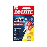 Loctite Super Attak Original Bipack, Colla liquida trasparente in confezione convenienza, Adesivo per gomma, metallo, ceramica, legno, cuoio e pelle, Colla per scarpe e fai da te, 3g+3g
