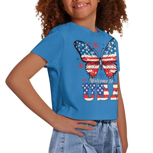 Image of Kids Crop Top Short Sleeve T-Shirts for Girls Size 5-14