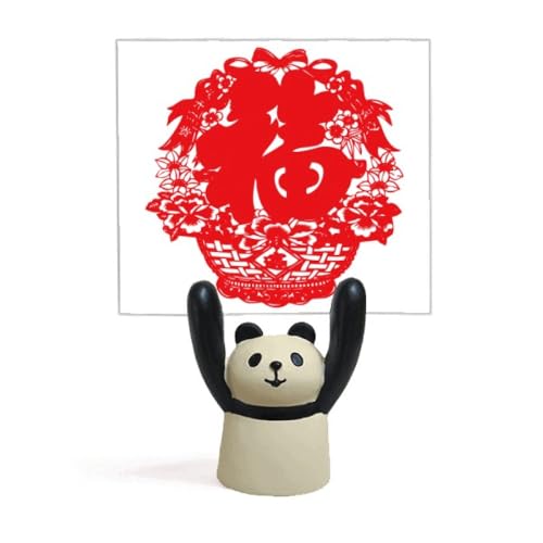 Porte-mémo panda rouge traditionnel, pince photo et support note chinois