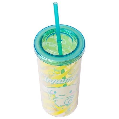 Image of Silver Buffalo Sanrio Hello Kitty & Friends Cinnamoroll Lemons and Lemonade Plastic Cold Cup with Lid & Straw, 20 Ounces (Pack of 12)