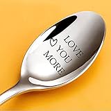 Jowmoy Love You More - Anniversary Birthday Gifts for Couple, Christmas Gifts, Personalized Coffee Spoons 1 Pcs silvery