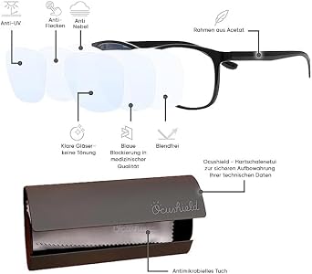 Ocushield Blue Light Blocking Glasses Prevent Eye Strain from Digital Devices | Developed by Optometrists | For Adults & Kids