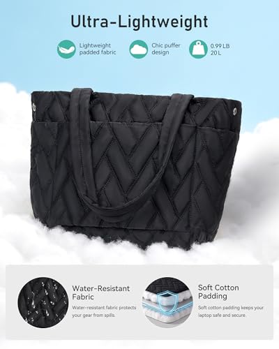 Bolso tote acolchado para mujer Peacocktion, ligero, para laptop, trabajo, escuela, profesora, enfermera, viaje y gimnasio miniatura 6