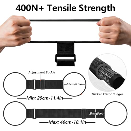 Image of 5 Packs Luggage Straps for Suitcases, 2 Luggage Connector Straps & 2 Adjustable Bungee Luggage Belt & Elastic Strap, Connect Up to 4 Suitcases & Add a Bag, for 20-32 Inch Luggage, Black