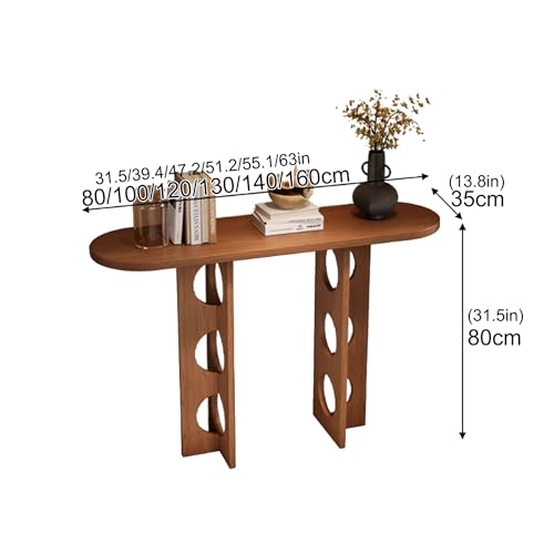Mesa consola estrecha para entrada de madera negra pasillo 3