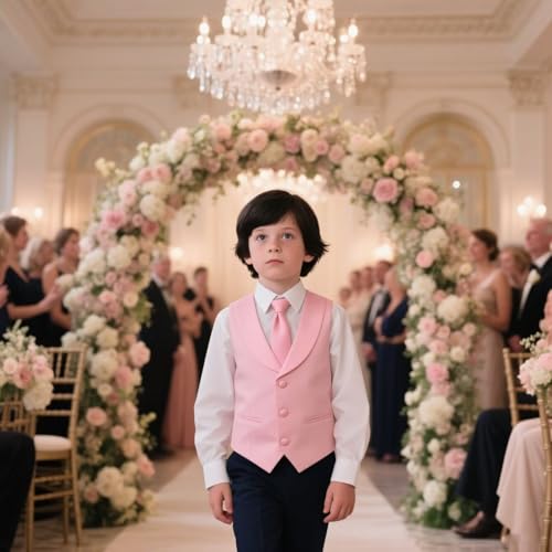 Kids Dress Vests for Boys Toddler Slim Fit Formal Wedding Suit Vest Youth Boy Prom Party Double Breasted Waistcoat2