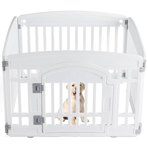 Sweetcrispy 4-Panel Plastic Dog Playpen for Medium Dogs