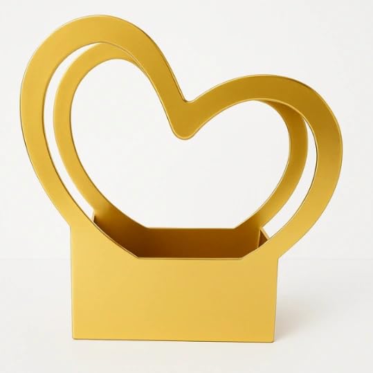 Image of Oasis Pack of 10 Flower Bouquet Gift Bags with Handles | Valentine's Day Gifting Bags for Her & Him | Goodie Bags for Wedding Return Gifts, Birthday, Bridal & Baby Shower | 40x20x7.5 cm | Heart Gold