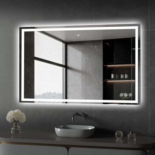 Image of Koonmi 42x30 LED Bathroom Mirror with Light, Anti-Fog, 3 Colors