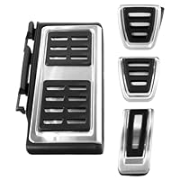 QWORK® 4 Stück Edelstahl Bremsfußstütze Pedalkappen Set, Bremse Fußpedal Accelerator Abdeckung, Kompatibel mit Golf 7, VW, Passat B8 Manuellen Version