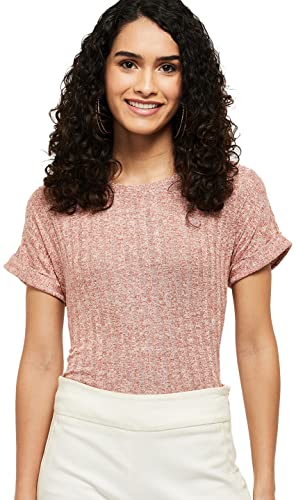 Image of Max Women's Cotton Regular Fit Textured Round Neck T-Shirt