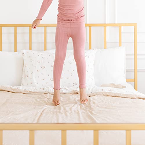 Makemake Organics Organic Queen Sheet Set Gots Certified Organic Cotton Sheets Queen Bed Fitted Flat Sheet Pillowcases - Ultra Soft Non Toxic Breathable Tan Beige Brown Oat Color (Queen, Polka Dots) #TOP1