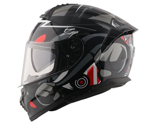 Image of Vega Zap Dude D /V Full Face Riding Helmet with Dual Visor, Shock Absorbing Liner, Comfortable Interior, Lightweight Build, Aerodynamic Design, and Modern Black Red Styling Black Red-XL
