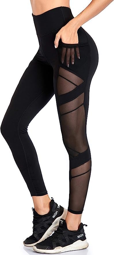 Leggings for Women UK Gym Yoga Pants with Pockets High Waist Workout Running Sports Activewear Fitness UK