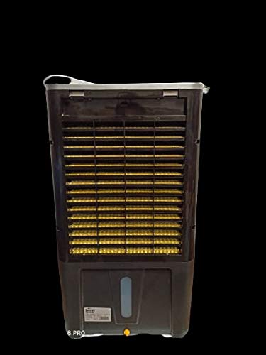 Rear view of Ferroli air cooler showing honeycomb pads and water level indicator