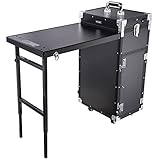 Byootique Rolling Manicure Table Nail Desk Workstation with 4 Drawers Mirror Speaker for Makeup Salon Travel Cosmetic Trolley Storage Organizer Black