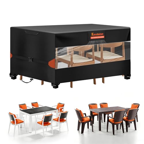 Kovshuiwe Funda Transparente Para Muebles de Jardín de 140x90x74 cm, Tela Oxford 420D, Impermeable, Con Protección Uv Para Mesas Y Muebles de Patio.