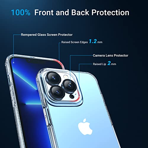 Glimall [3 In 1 Designed For Iphone 13 Pro Max Clear Case With Screen Protector[2 Pack] +Camera Lens Protector[2 Pack], Military Grade Drop Protection Transparent Cover 6.7 Inch #TOP3