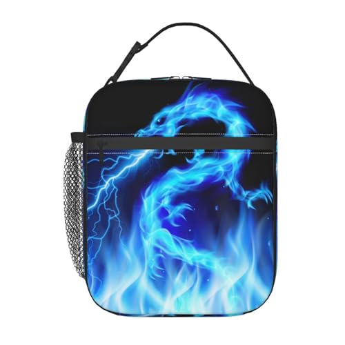 Anyako Blue Ice Dragon Lunch Box for Kids Boys Girls, Insulated Lunch Bag for Women Men, Leakproof Durable Lunch Cooler for School Work Travel