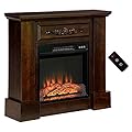 HOMCOM 32" Electric Fireplace with Mantel, Freestanding Heater with LED Log Flame, Overheat Protection and Remote Control, 1400W, White