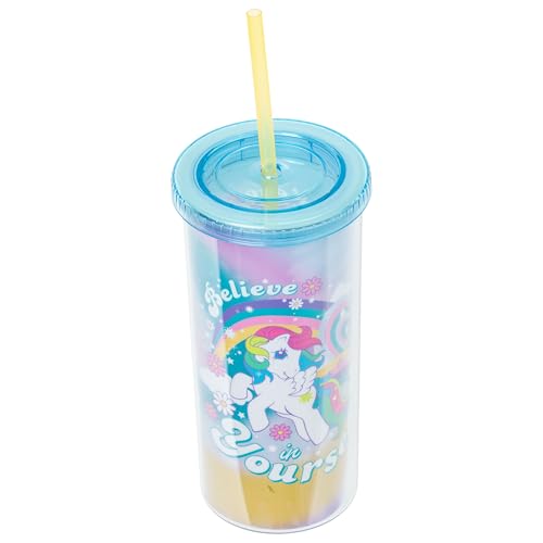 Image of Silver Buffalo My Little Pony inchBelieve in Yourself inch Plastic Tall Cold Cup with Lid and Straw, 20 Ounces