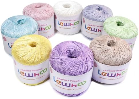 Crochet Thread, 8 Pearl Yarn Balls for Crocheting, 100% Mercerize...