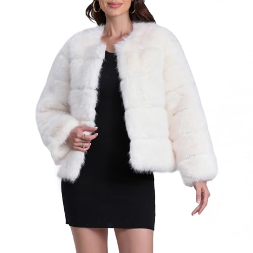 QUENTY PIELIES Faux Fur Coat Women’s Jacket Winter Long Sleeve Overcoat Warm3