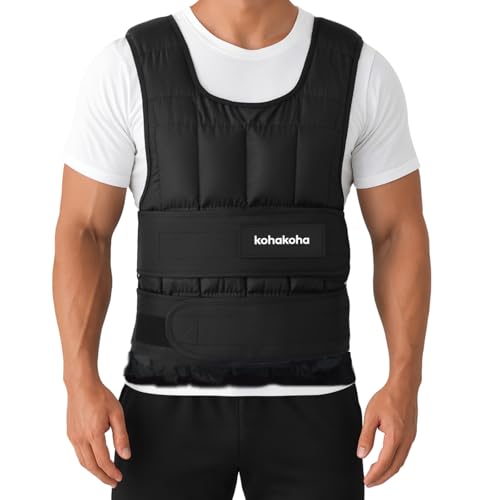 【理学療法士監修】【専用トレーニングメニュー付き】ウェイトベスト おもり 筋トレ ウェイト ウエイトベスト 加重ベルト kohakoha (ブラック, 20kg)