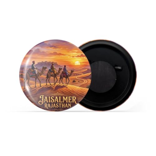 Image of dhcrafts Fridge Magnet Multicolor Rajasthan Jaisalmer Rajasthan Glossy Finish Design Pack of 1 (58mm)