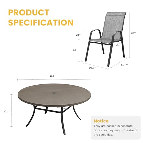 Image of VICLLAX Outdoor Dining Set for 10, Round Table & Stackable Chairs`
