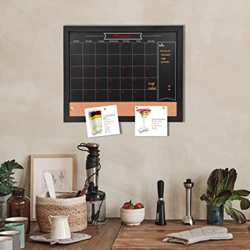 Umtiti 13" X 17" Chalkboard Calendar And Bulletin Combo Board. Black Wooden Frame，Magnetic Chalkboard.perfect For Office, Home School Message Board,Hbzhb-Bk3442-Us #TOP5
