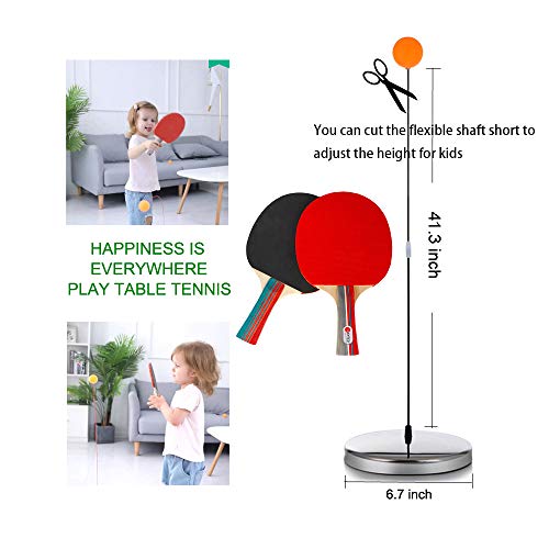 DOBESTS Ping Pong Balls Paddles Set Table Tennis Training Elastic Soft Shaft Equipment Trainer Practice Ball Bulk Children Adult (2 Table Tennis Paddle & 5 Ping-Pong Balls)