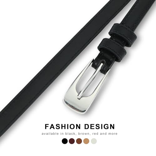 Women Skinny Belts for Jeans Dress Thin Waist Faux Leather Belt with Gold Buckle 0.55" Width4