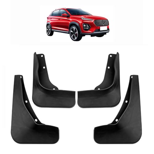 No-Drill Black Front and Rear Mudguard Protection Accessory Set for Chery Tiggo 2 Pro 2023 Cars (4 Pieces)