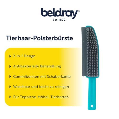 Beldray LA034207UFFEU7 Antibac Pet Plus Polsterbürste – Dog Cat Haarfusselentferner Pinsel, Gummiborsten und Abstreifer Lippenrand, für Teppiche, Möbel, Haustierbetten, tragbare Teppichkehrmaschine