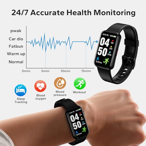 pixtlcoe Fitness Smart Trackers with 24/7 Health Monitoring,Heart Rate Sleep Blood Oxygen Monitor/Calorie Steps Counter Pedometer Activity Tracker/Smart Notifications for Men Women - Image 3