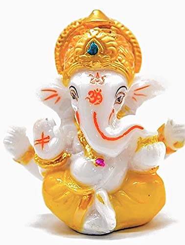 Image of Ganesh Idol for Car Dashboard - Ganpati Statue for Home Decor, Office Desk, Diwali Gifts Polyresin Showpiece