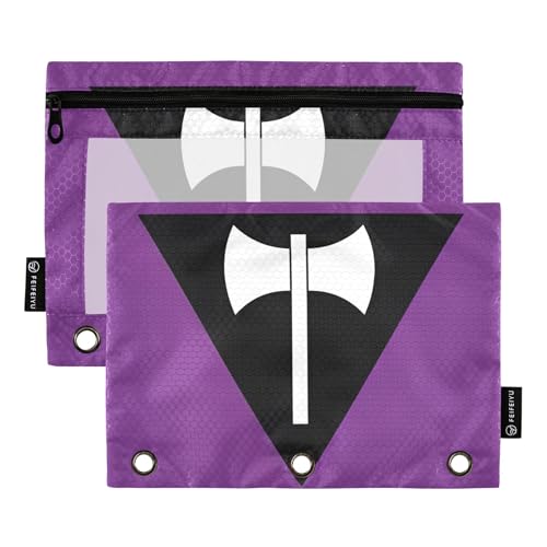 レズビアン プライド フラッグ セクシャル アイデンティティ ペンシル ポーチ 3 リング バインダー ジッパー バインダー ペンシルバッグ 仕事用 学校 バインダー クリアポケット カスタム 9.8インチ x 7.1インチ、2パック