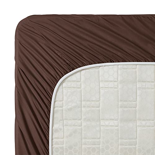 Image of Clara Clark Premier 1800 Collection Single Fitted Sheet, Full (Double), Brown Chocolate