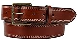 Handcrafted Double Stitched Bridal Leather Belt, 100% Leather 1-1/2' Amish Made in Lancaster PA