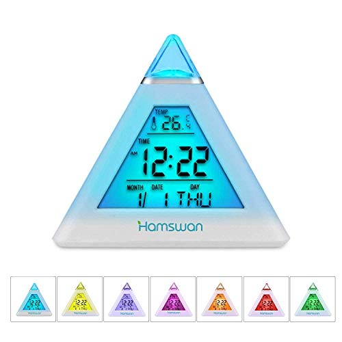 HAMSWAN Children Alarm Clock, Digital LED Clock with 7 Color Change& 8 Ringtones- with Temperature, Sleep and Snooze Function for Bedrooms ¡­