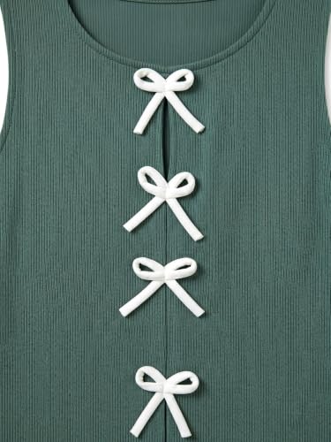 Image of Selvia Ribbed Bow Detail Sleeveless Crop Tops for Women Western