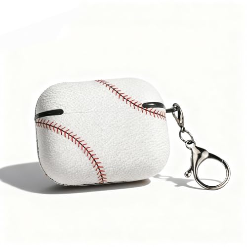 Image of for AirPods 4 Case Leather | One Piece Cute iPod AirPods 4th Generation Case | with Keychain | Airpods Case Gen 4 for Man Women-Model A3058 /A3059(Baseball-04)