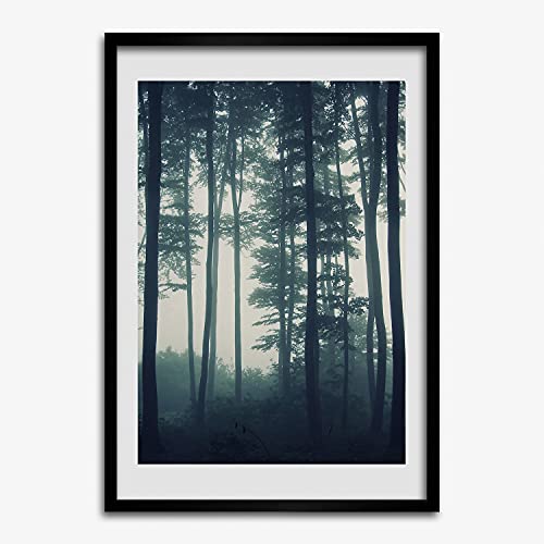 Peinture 50x70 cm de forêt pour habiller un mur vide avec un cadre en bois