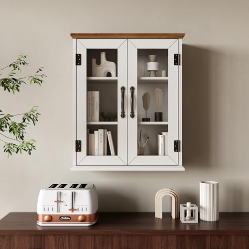 ChooChoo Rustic Wall-Mounted Medicine Cabinet with Acrylic Doors and Adjustable Shelves for Bathroom, Kitchen, and Living Room