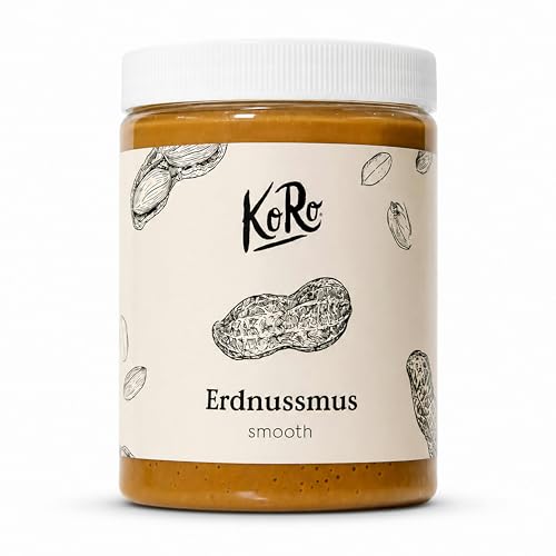 KoRo Erdnussmus - 1 kg Vorratspackung - Cremige Konsistenz - Ohne Zuckerzusatz* & Stabilisatoren - Erdnussbutter aus 100% gerösteten Erdnüssen