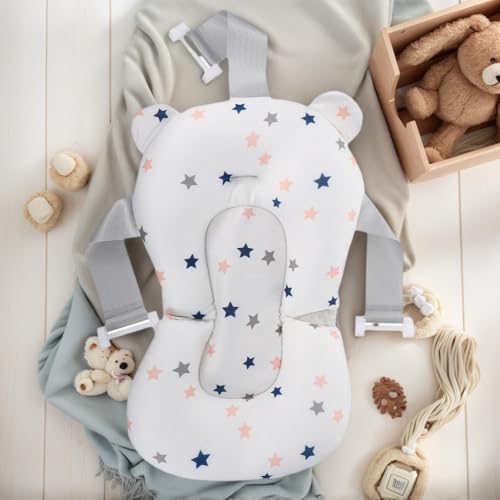 Image of Baby Bath Net Support 13.65X13.65In Non-Slip Floating Bath Cushion Pad Breathable Sponge Seat for Portable Easy to Clean