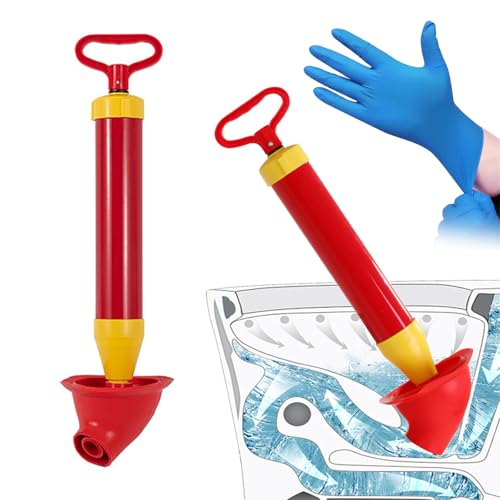 ZhouWei Déboucheur à Ventouse Toilette avec Gants Nitrile, Ventouse Deboucheur à Air Comprimé de Canalisation Débouche Évier, pour Lavabo Déboucher Toilettes Baignoire Drain Sol (Rouge)