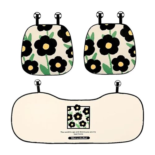 Housse de siège de voiture en peluche respirante fleur | Set de 3 pièces confort quatre saisons